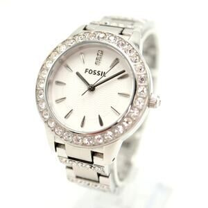 Fossil Jesse Silver Tone 34mm Gem Set Bezel Watch ES2362 with New Battery